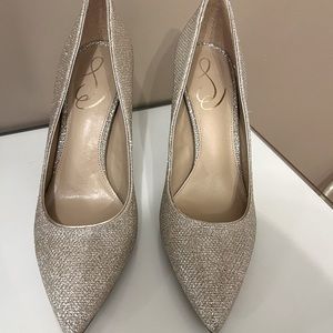 Sam Edelman 4” Heels, glittery pale gold, worn only once
